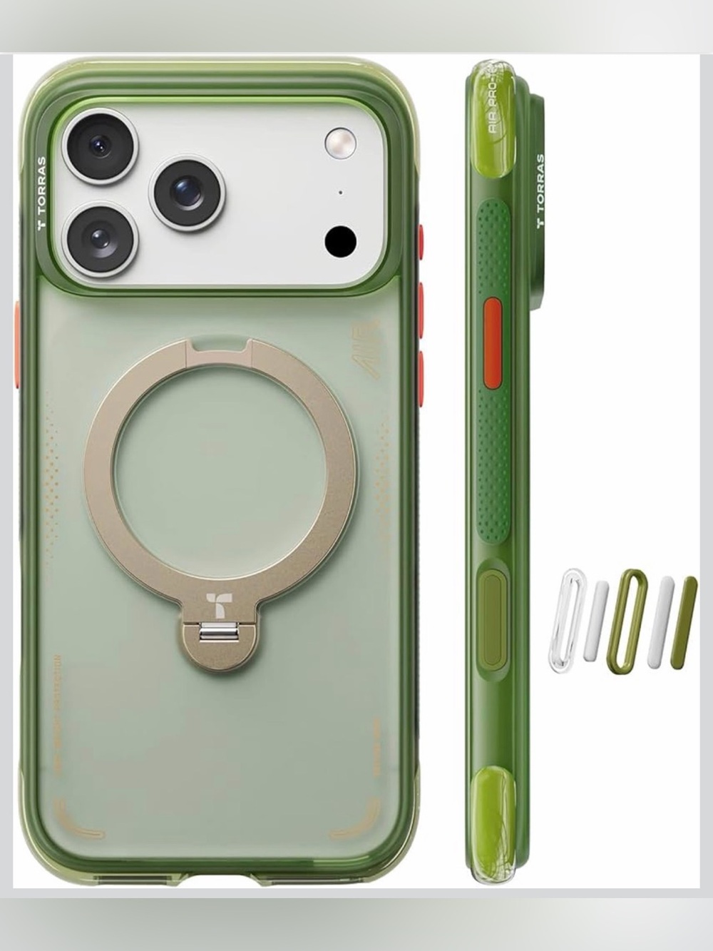 TORRAS Ostand Q3 Air iPhone 17 Pro Max Case with 360 Magnetic Stand Evergreen